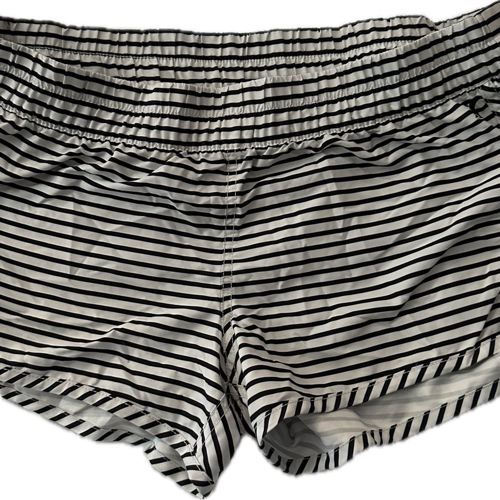 Hurley Black and White Striped Swim Shorts